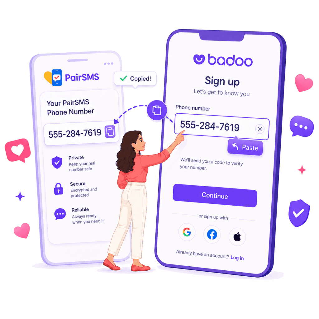 2. Use Your PairSMS Number on Badoo